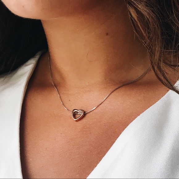 925 Sterling Silver Heart Necklace Dyadema Italy - Picture 3 of 15